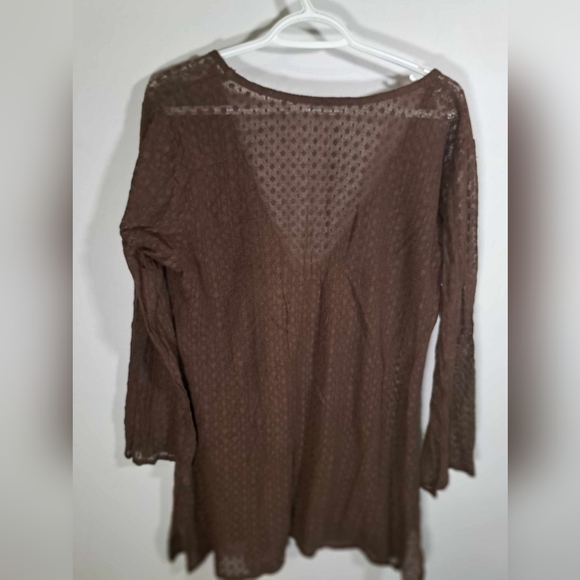 St Johns Bay Brown Long Sleeve Lace Top - Picture 6 of 6